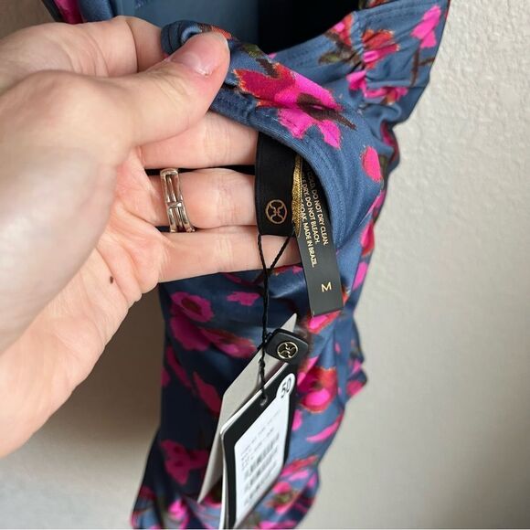 VIX PAULA HERMANNY Fiore Bia Ruched Floral-Print Halterneck Swimsuit Cobalt Blue - Picture 10 of 13